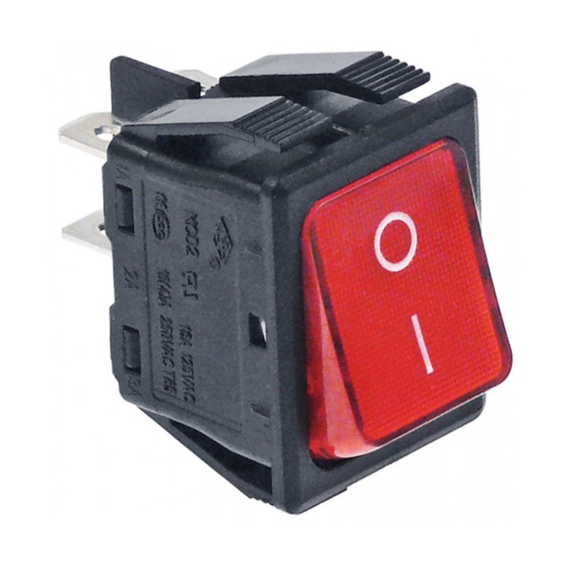 INTERRUPTEUR ON OFF BIPOLAIRE ROUGE 16A 250V