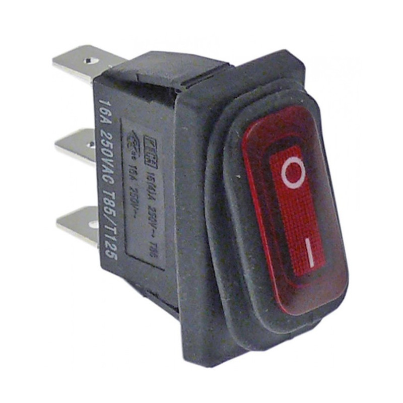 INTERRUPTEUR ON OFF UNIPOLAIRE ROUGE 16A 250V ETANCHE IP65