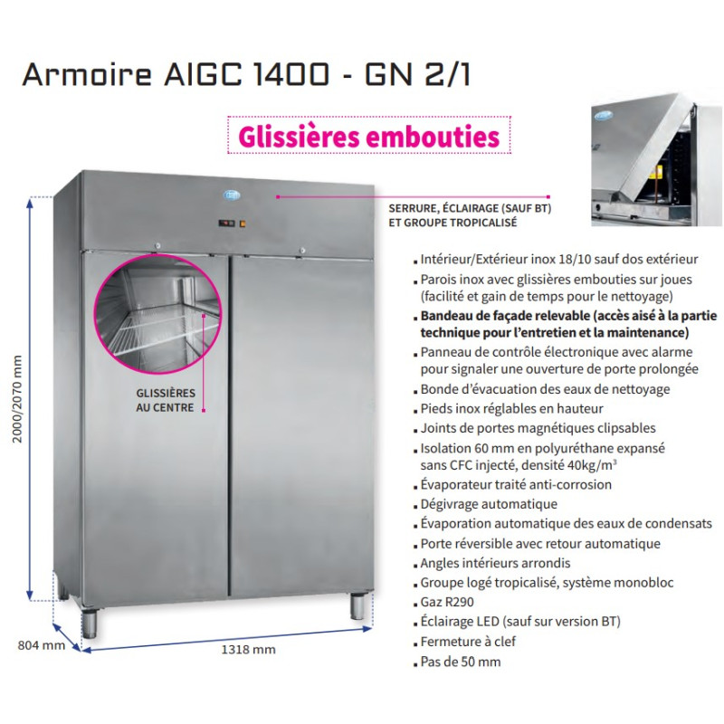 Armoire De Refroidissement Type Glissières Embouties 1320L