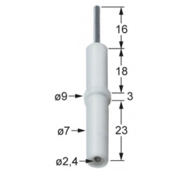 BOUGIE D'ALLUMAGE RONDE ø 7x44 mm connexion ø 2,4 mm