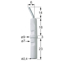 BOUGIE D'ALLUMAGE RONDE ø 7x44 mm cosse ø 2,4 mm