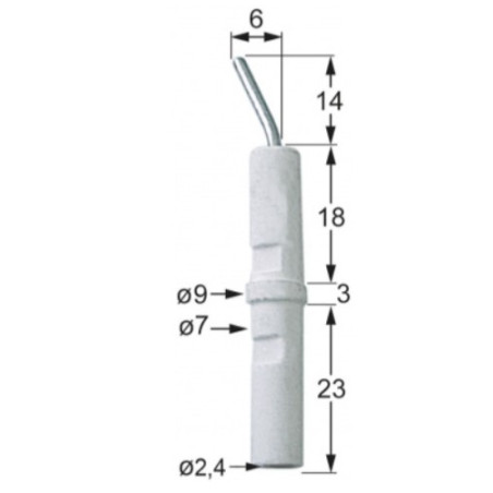 BOUGIE D'ALLUMAGE RONDE ø 7x44 mm cosse ø 2,4 mm