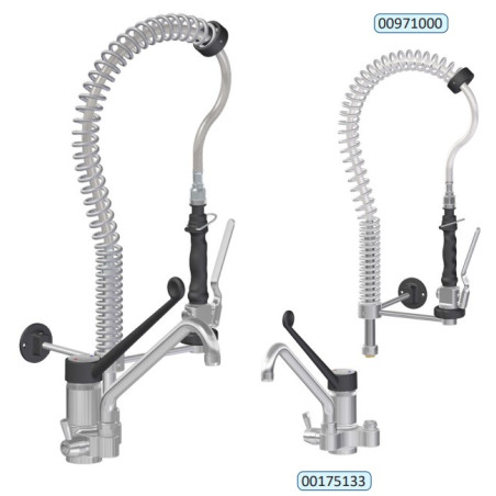 Douchette complète hauteur 600mm commande à levier long et robinet col de cygne