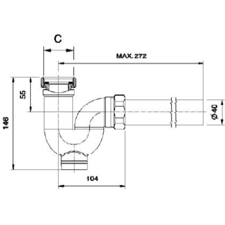 SIPHON COMPLET 1,5 pouces diam 40mm en laiton chromé