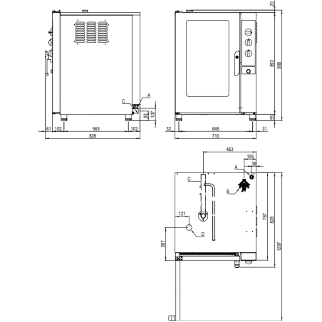 Four électrique TOUCH SCREEN vapeur/convection, 10x GN 1/1 - AUTO-CLEANING