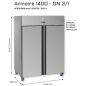 Armoire inox 1400L GN 2/1 - 2 portes - positive