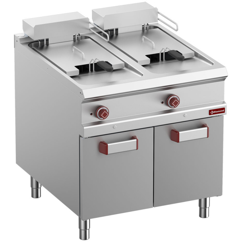 Friteuse électrique 2 cuves 18 lit. sur meuble fermée Friteuse électrique 2 cuves 18 lit. sur meuble fermée