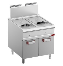 Friteuse gaz 2 cuve 18 lit. (2x 18 kW) sur meuble fermé