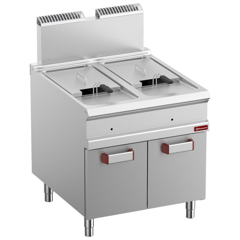 Friteuse gaz 2 cuve 18 lit. (2x 18 kW) sur meuble fermé