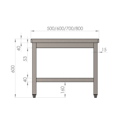 TABLE DE TRAVAIL INOX BASSE 700 (800X700H600)