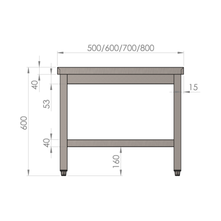 TABLE DE TRAVAIL INOX BASSE 700 (800X700H600)