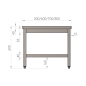 TABLE DE TRAVAIL INOX BASSE 700 (800X700H600) TABLE DE TRAVAIL INOX BASSE 700 (800X700H600)
