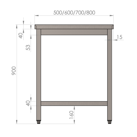 TABLE DE TRAVAIL INOX 500 (2000X500H900)