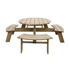 Table de pique-nique en bois ronde Rowlinson 2000mm