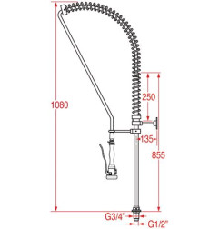 Douchette professionnelle grande cuisine MONOLIGHT (sans mitigeur, pour commande à pédale)