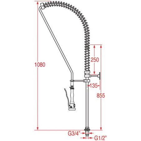 Douchette professionnelle grande cuisine MONOLIGHT (sans mitigeur, pour commande à pédale)