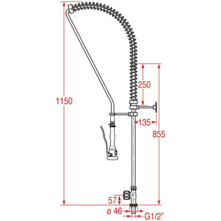 Douchette professionnelle grande cuisine MONOLIGHT EAU FROIDE SEULE (sans robinet)