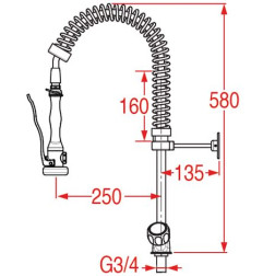 Douchette professionnelle grande cuisine MONOLIGHT BI-MITIGEUR (sans robinet) HAUTEUR 600MM