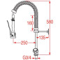 Douchette professionnelle grande cuisine MONOLIGHT BI-MITIGEUR (sans robinet) HAUTEUR 600MM Douchette professionnelle grande cuisine MONOLIGHT BI-MITIGEUR (sans robinet) HAUTEUR 600MM