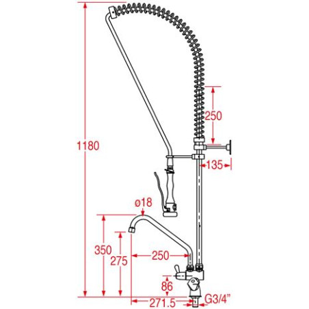 Douchette professionnelle grande cuisine MONOLIGHT BI-MITIGEUR (+250)