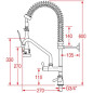 Douchette professionnelle grande cuisine MONOLIGHT BI-MITIGEUR (+270) HAUTEUR 600MM Douchette professionnelle grande cuisine MONOLIGHT BI-MITIGEUR (+270) HAUTEUR 600MM