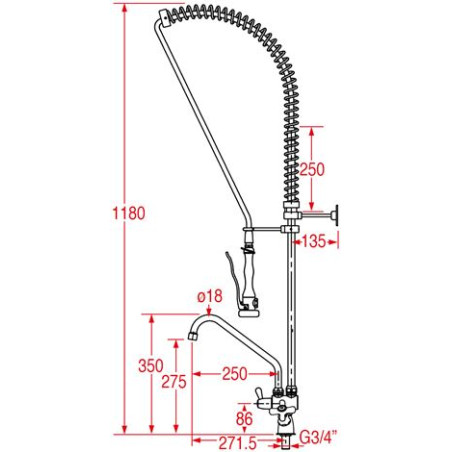Douchette professionnelle grande cuisine MONOLIGHT BI-MITIGEUR (+250)