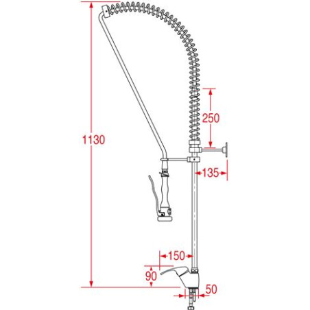 Douchette professionnelle grande cuisine MONOLIGHT MONO-MITIGEUR (sans robinet)