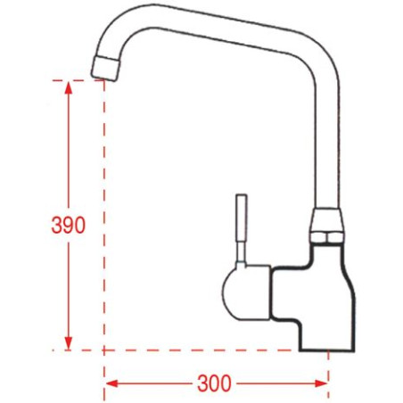 Robinet haut professionnel avancée 30cm hauteur 39cm