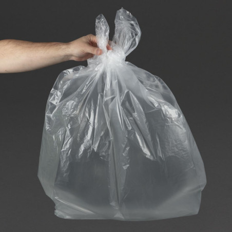 Sacs poubelle recyclés transparents Jantex utilisation moyenne 12kg 90L (lot de 200)