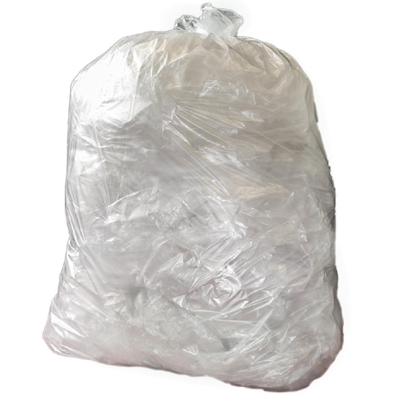 Sacs poubelle recyclés transparents Jantex utilisation intensive 18kg 120L (lot de 200)