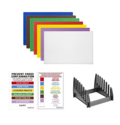 Set de 7 planches à découper basse densité Hygiplas épaisseur 10mm avec support et poster