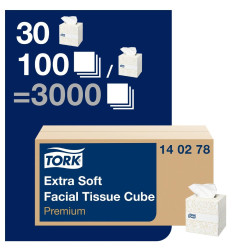 Boîtes cubes de mouchoirs extra doux 2 plis Tork Premium 2 plis (30x100)