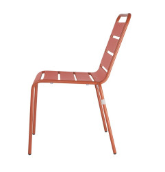 Chaises à lattes en acier Bolero terracotta (lot de 4)