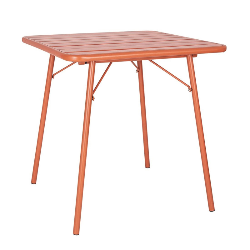 Table carrée à lattes en acier Bolero terracotta