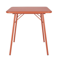 Table carrée à lattes en acier Bolero terracotta