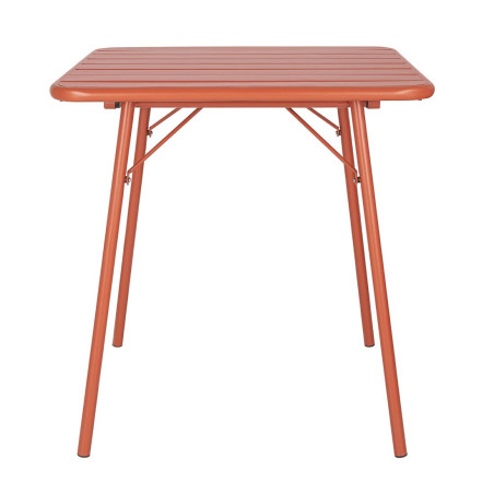 Table carrée à lattes en acier Bolero terracotta