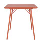 Table carrée à lattes en acier Bolero terracotta