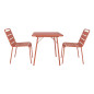 Table carrée à lattes en acier Bolero terracotta