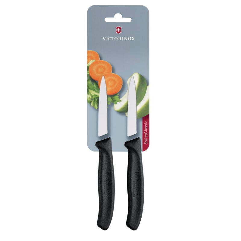 Couteaux d¿office pointus Victorinox 8cm noirs (lot de 2)