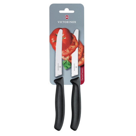 Set de couteaux à tomates et de table dentés Victorinox 11cm noirs (lot de 2)