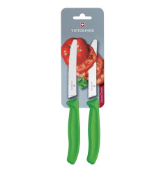 Set de couteaux à tomates et de table dentés Victorinox 11cm verts (lot de 2)