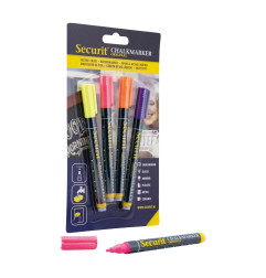 Marqueurs craie liquide Securit pointe 1-2mm couleurs tropicales (lot de 4)