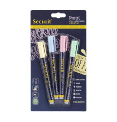 Marqueurs craie liquide Securit pointe 1-2mm couleurs pastel (lot de 4)