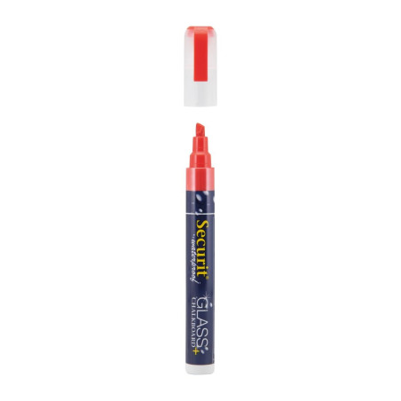 Marqueur craie waterproof Securit (verre+ ardoise) pointe 2-6mm rouge
