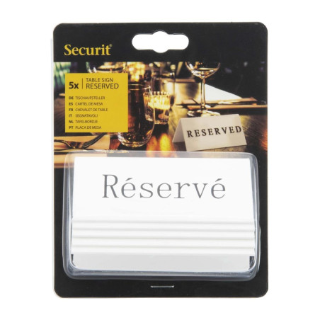 Chevalets table réservée Securit "Réservé" (lot de 5)