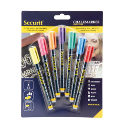 Marqueurs craie liquide Securit pointe 1-2mm couleurs (lot de 7)