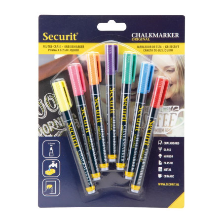 Marqueurs craie liquide Securit pointe 1-2mm couleurs (lot de 7)