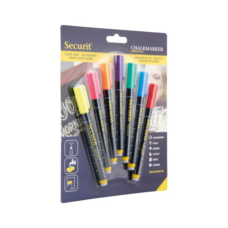 Marqueurs craie liquide Securit pointe 1-2mm couleurs (lot de 7)