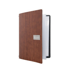 Protège-menu en cuir recyclé Securit Gamme Leather A4 marron 