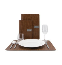 Set de table en cuir recyclé Securit Leather marron